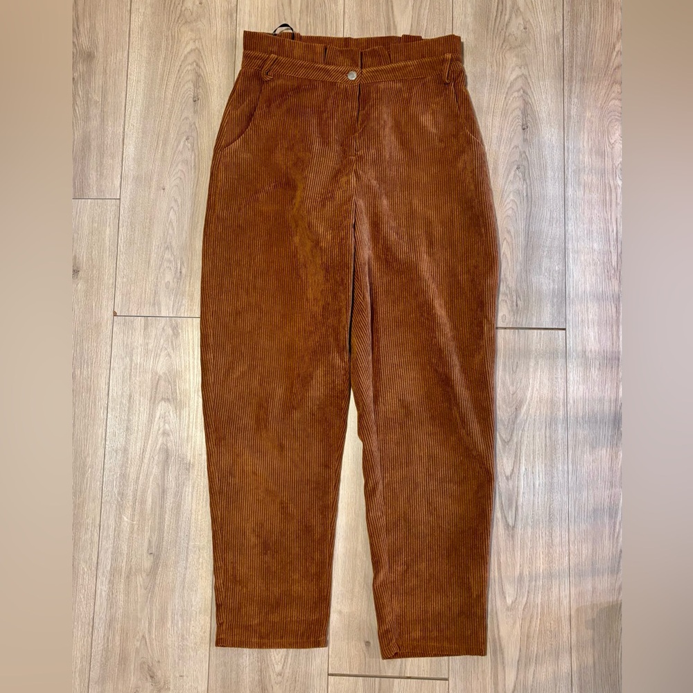 Missguided Brown Corduroy Barrel Pants
